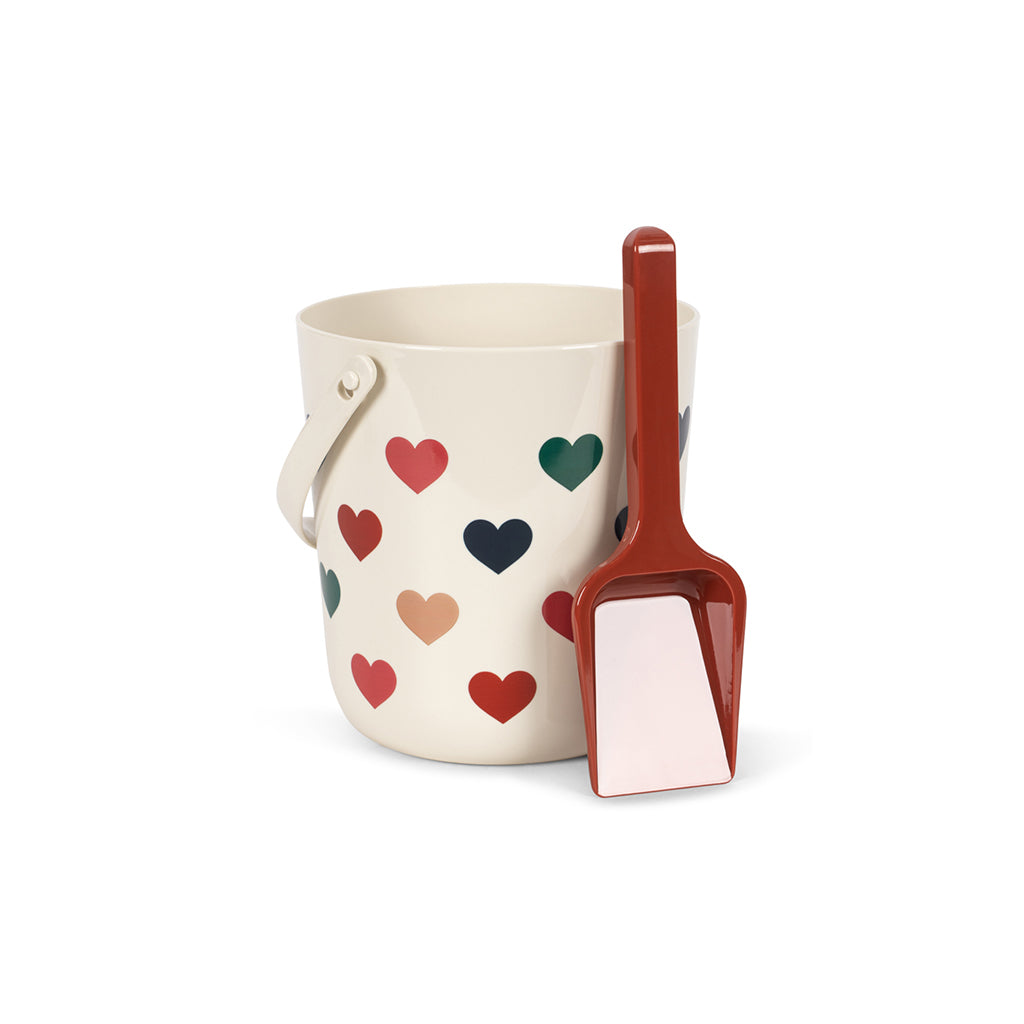 Konges Sløjd Beach Set, Bucket and Shovel - Bon coeur coloré
