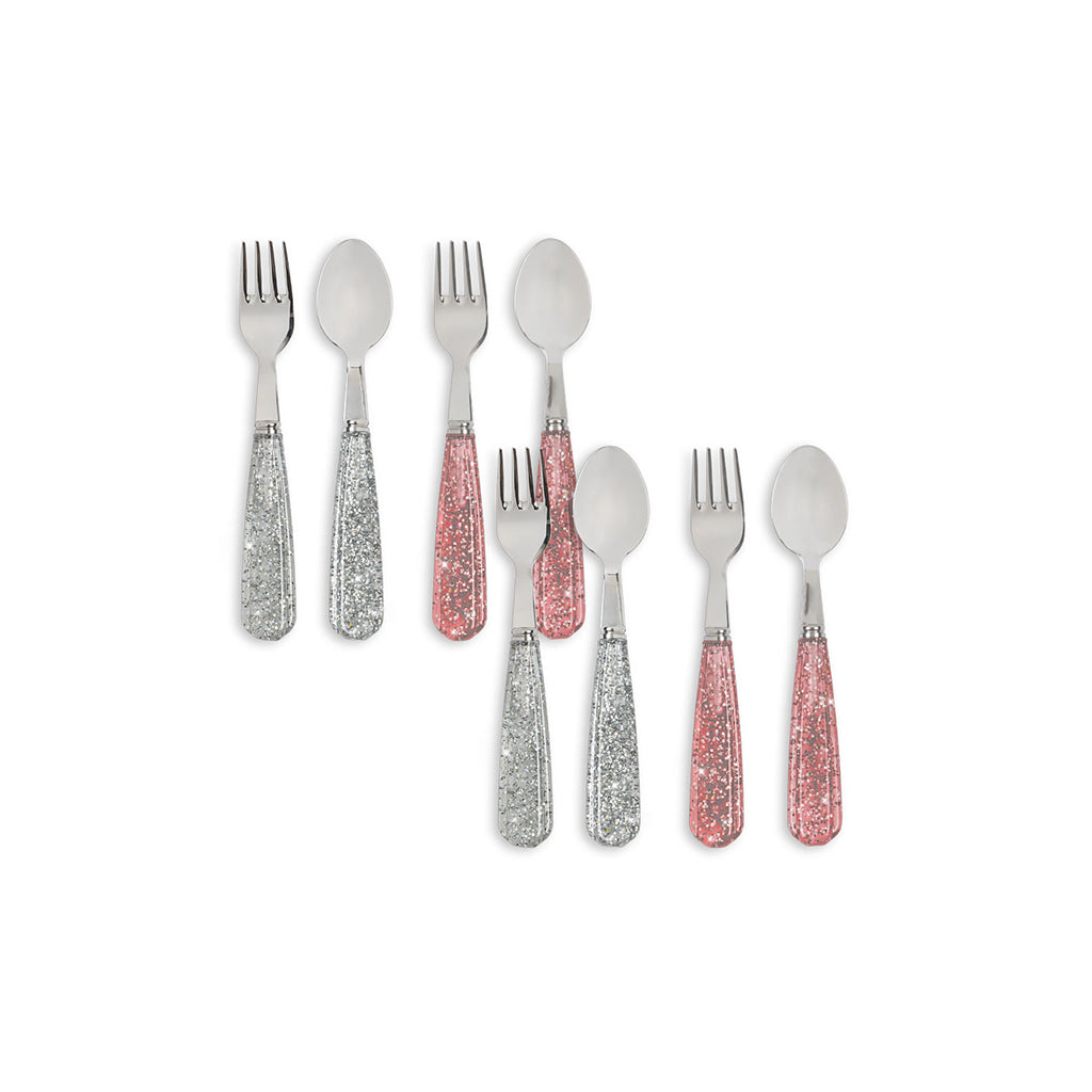 Konges Sløjd Cutlery Set in Stainless Steel, 8 Pieces – Sparkling Blush/Blue