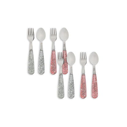 Konges Sløjd Cutlery Set in Stainless Steel, 8 Pieces – Sparkling Blush/Blue