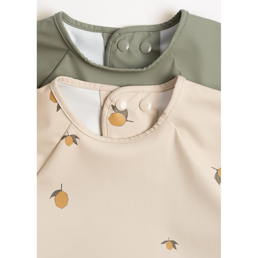 Konges Sløjd Dinner Bib with Sleeves, PU – Lemon