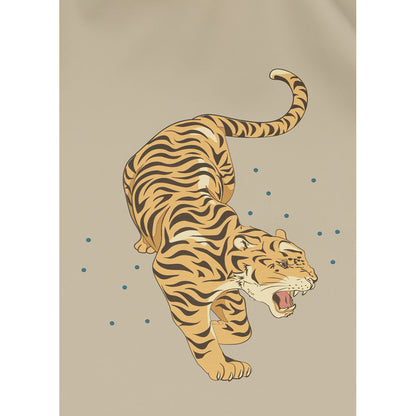 Konges Sløjd Dinner Bib with Sleeves, PU - Tiger Rugitto