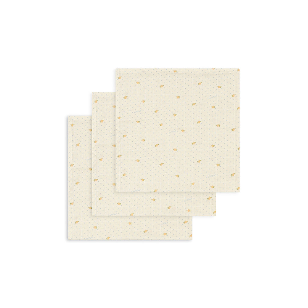 Konges Sløjd stofble, økologisk muslin, 3-pak - Lemon Dot