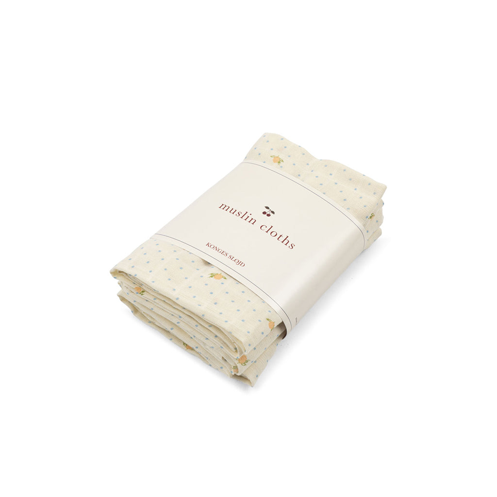 Konges Sløjd Muslin Cloths, Organic Muslin, 3-Pack - Lemon Dot