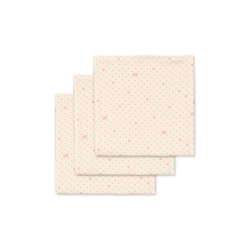 Konges Sløjd stofble, økologisk muslin, 3-pak - Cherry Dot