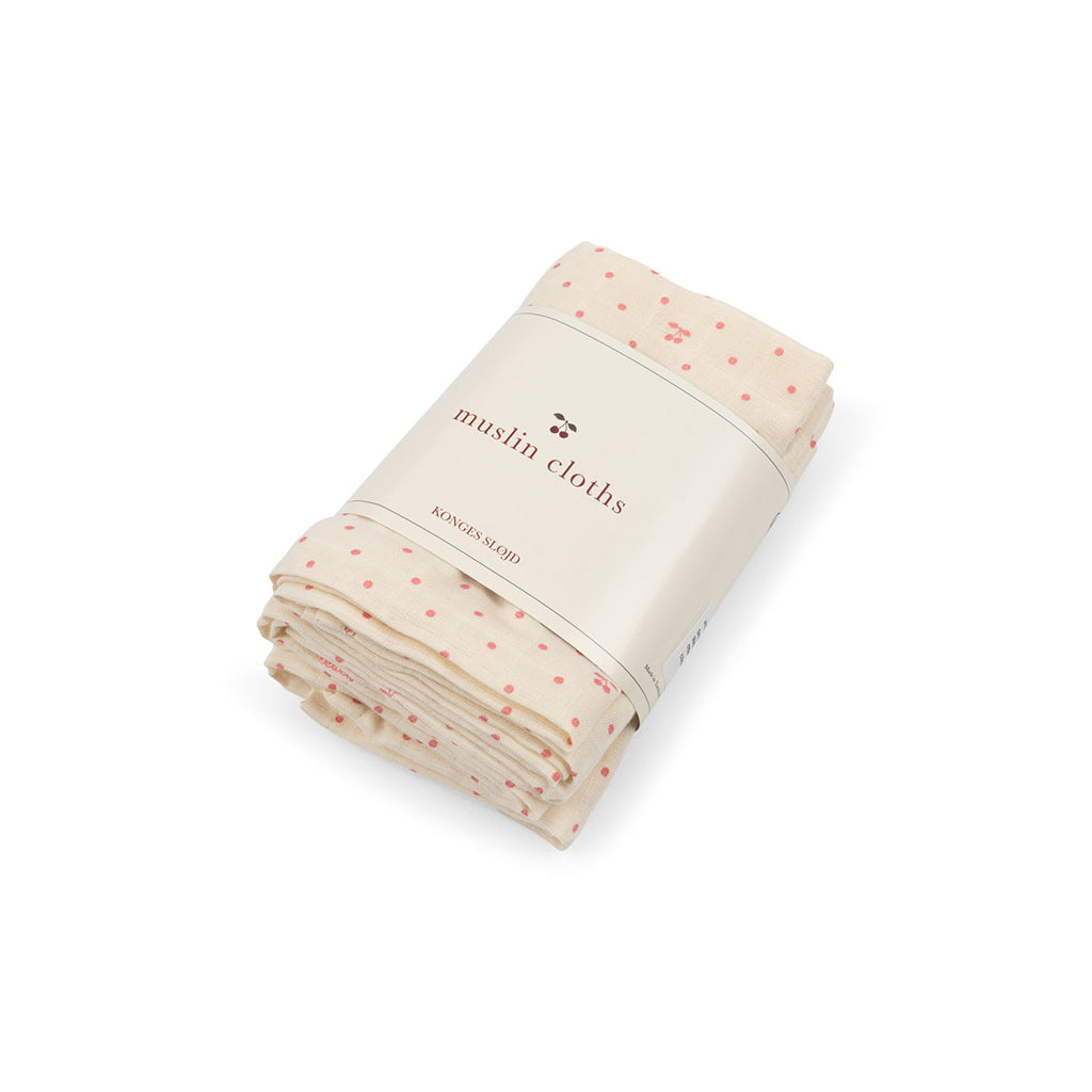 Konges Sløjd muslin cloth, organic muslin, 3-pack – Cherry Dot