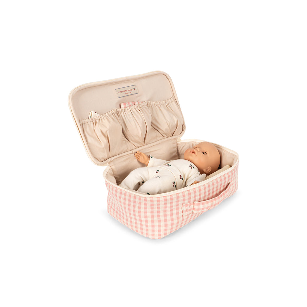 Konges Sløjd Baby Doll with Suitcase and Accessories – Pink Check