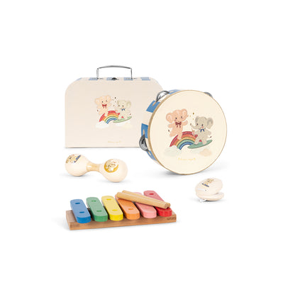 Konges Sløjd Musical Instruments in a Suitcase, 4-Piece Set - Elephant
