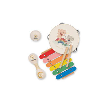 Konges Sløjd Musical Instruments in a Suitcase, 4-Piece Set - Elephant