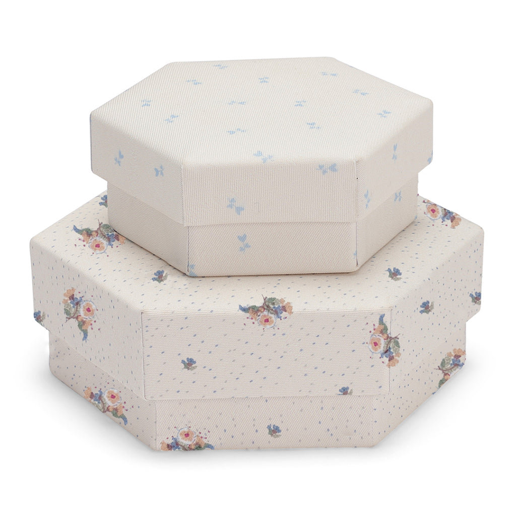 Konges Sløjd, Fabric-Covered Boxes - Flower Bouquet/Petit Bisou Blue