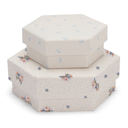 Konges Sløjd, Fabric-Covered Boxes - Flower Bouquet/Petit Bisou Blue