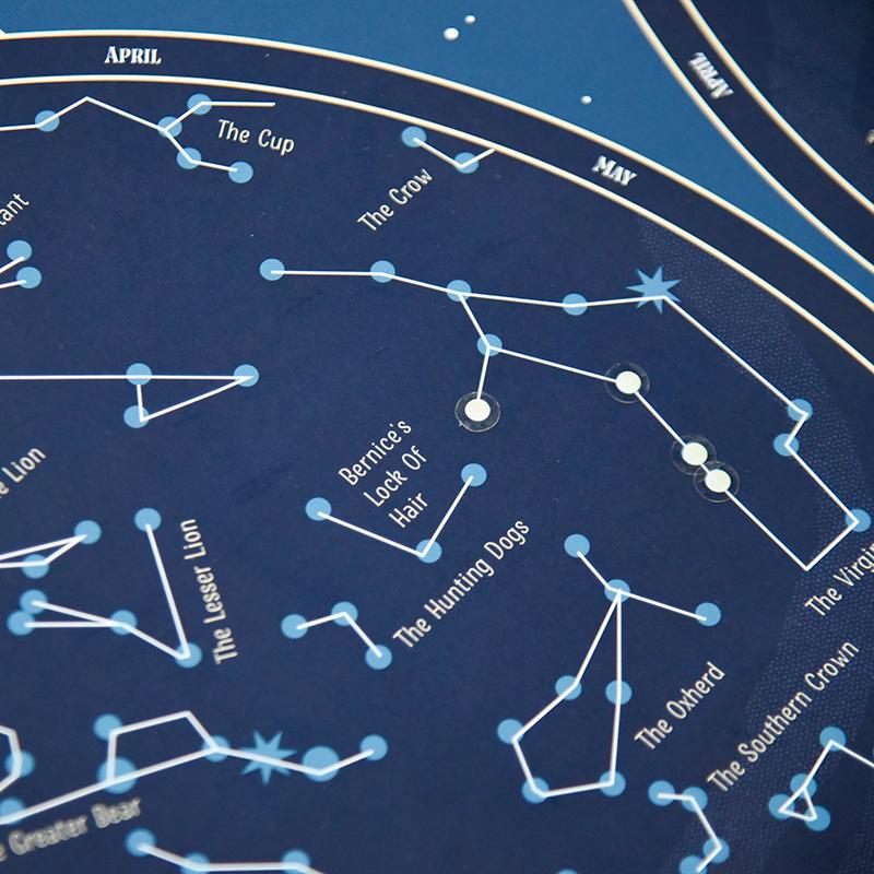 Poppik Sticker Mosaic on Paper, Poster and 640 Stickers, Glow in the Dark - Sky Map