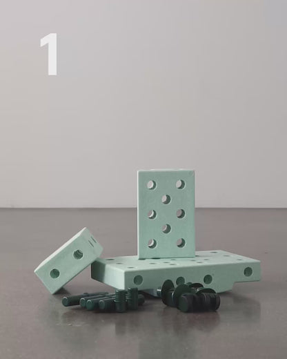 Modu foam building toy, Curiosity set, 14 pieces – Ocean mint/Forest green