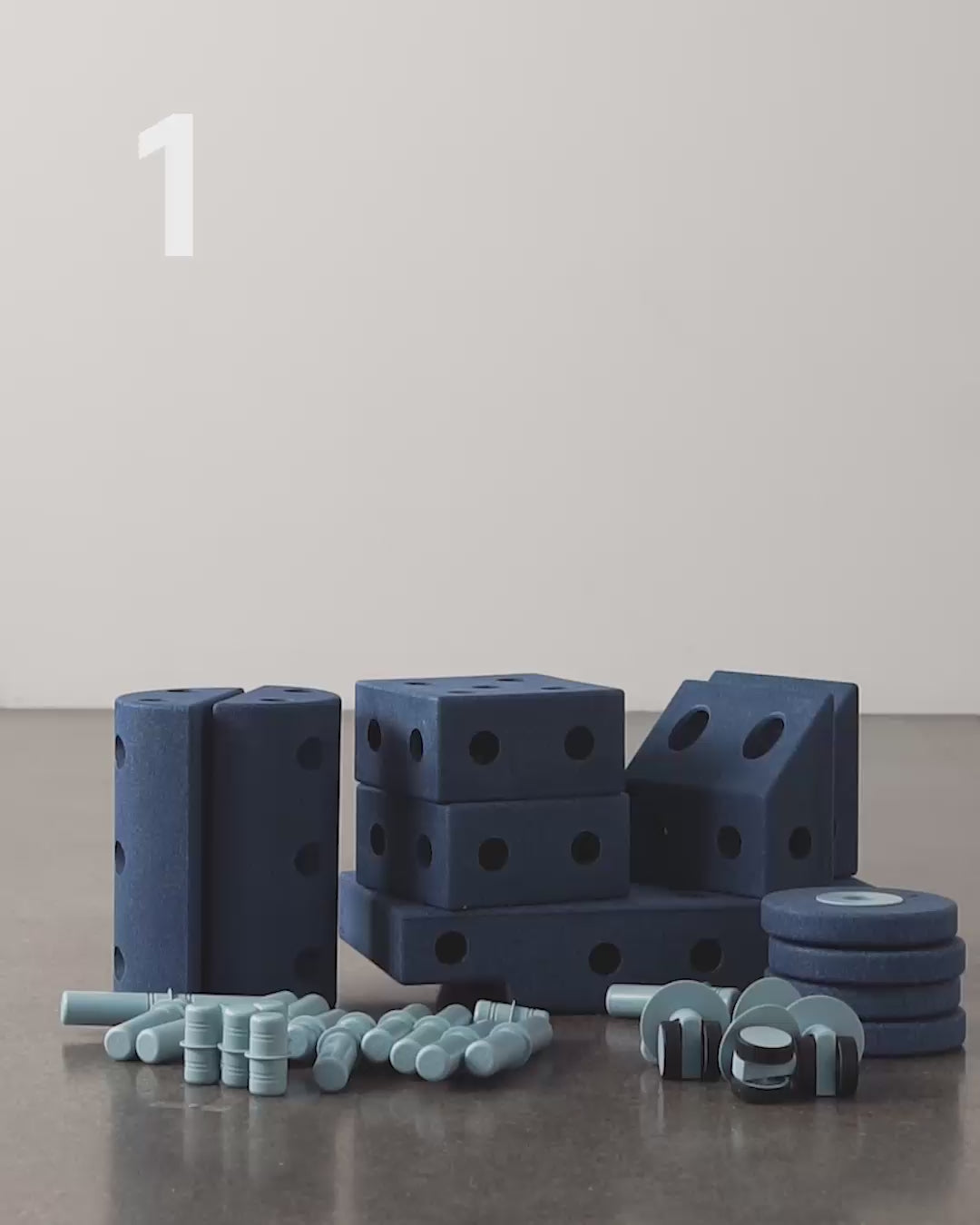 Modu Building Toy in Foam, Dreamer Set, 34 Pieces - Deep Blue/Sky Blue