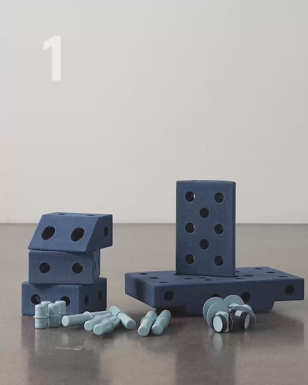 Modu Foam Building Toy, Explorer Set, 20 Pieces - Deep Blue/Sky Blue