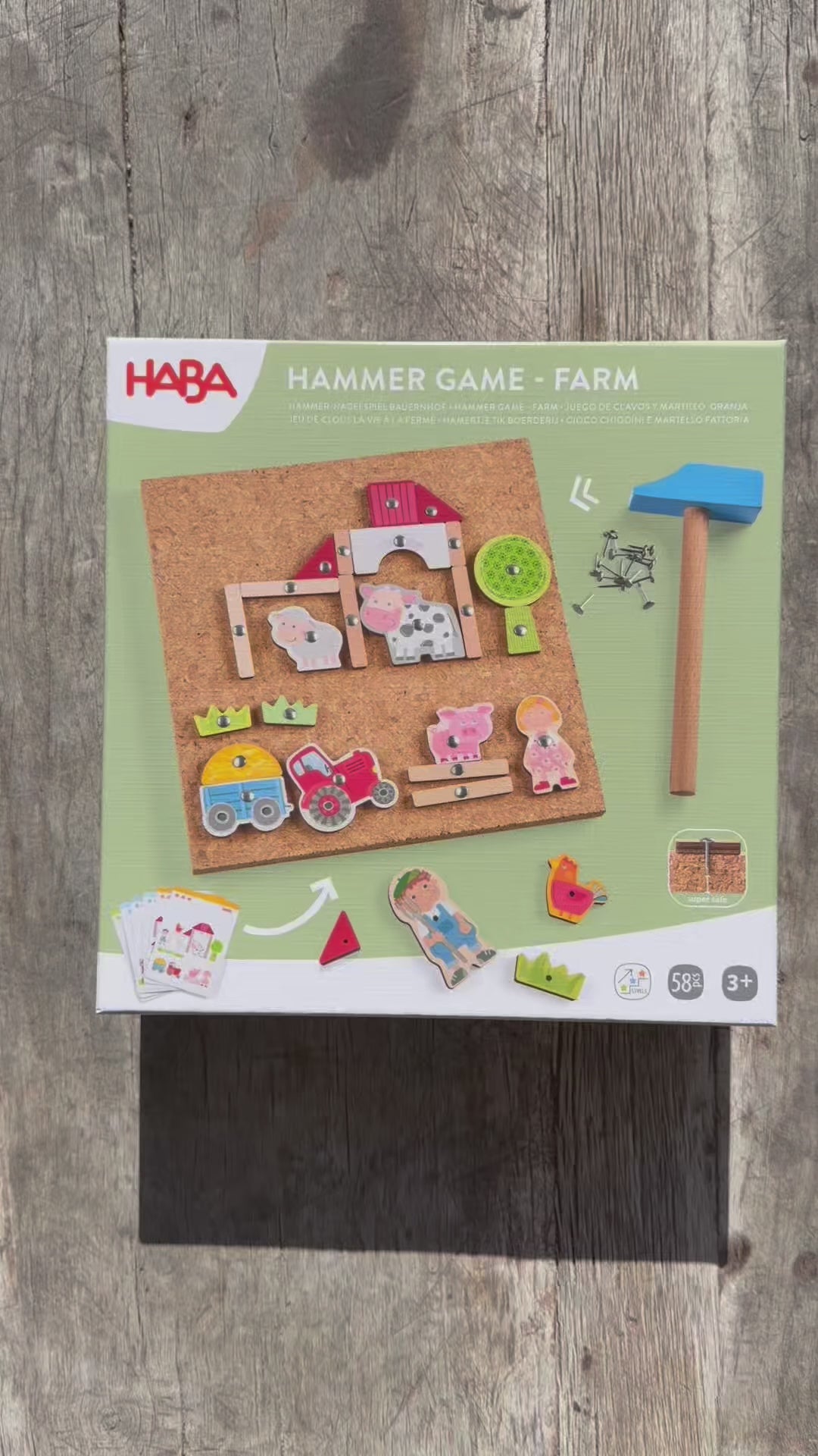 Haba Hammer Mosaic with Nails, Farmyard
