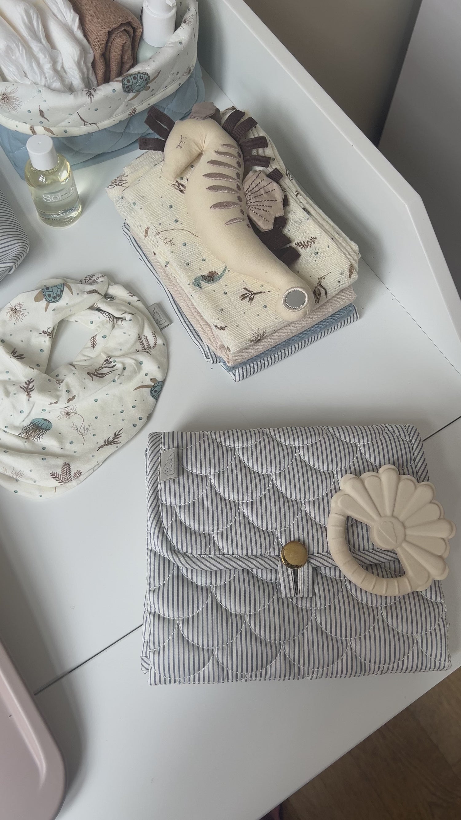 Cam Cam Changing Pad, Quilted - Classic Stripes Blue/Praline