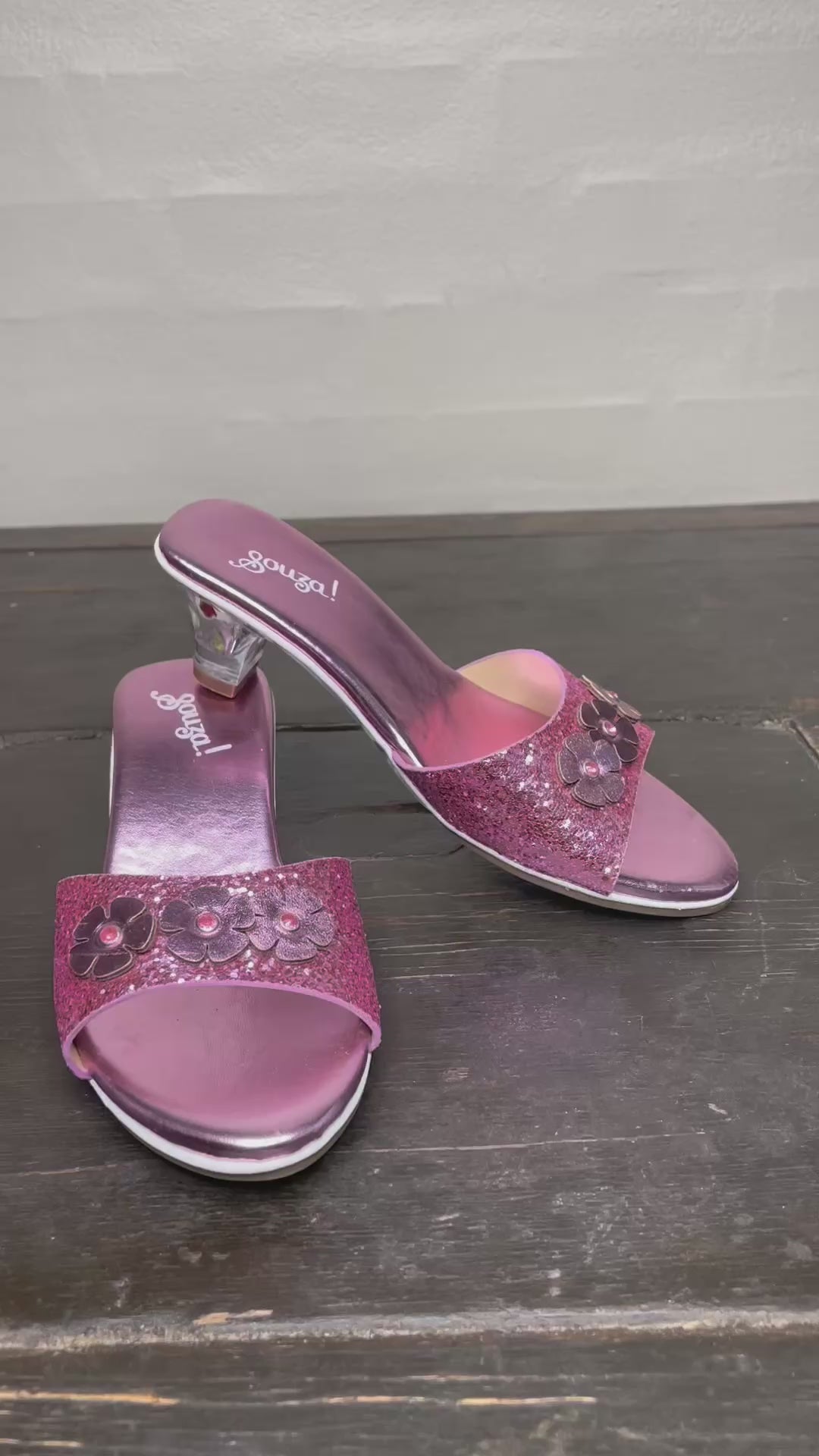 Souza Princess Shoes, Mariona Heeled Slippers, Pink Metallic - Sizes 24-31
