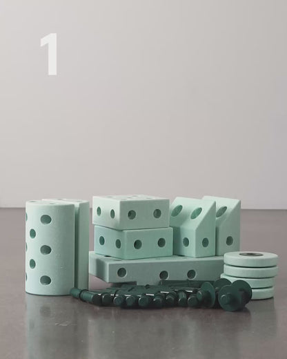 Modu Foam Building Toy, Dreamer Set, 34 Pieces - Ocean Mint/Forest Green