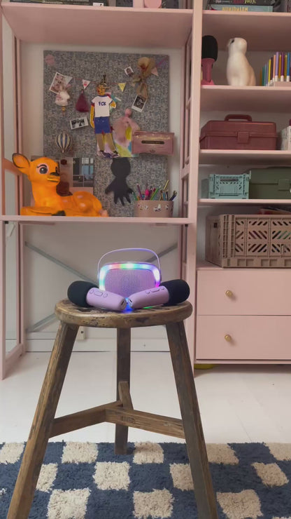 Lalarma Karaoke højtaler m lys og 2 mikrofoner, Purple