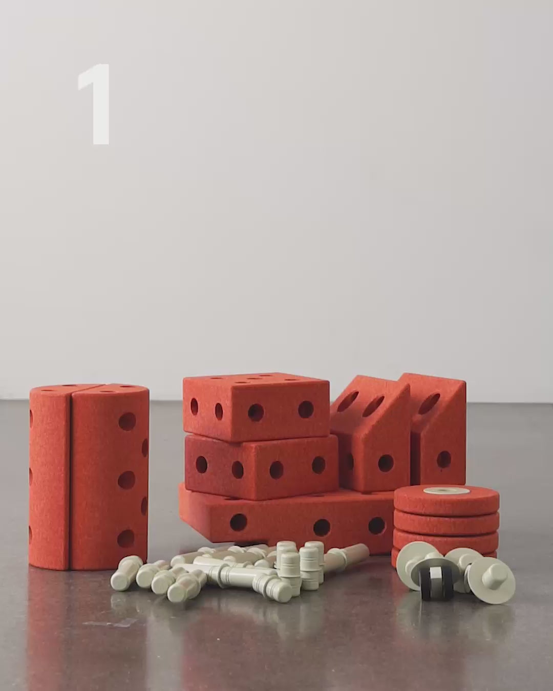 Modu Foam Building Toy, Dreamer Set, 34 Pieces - Burnt Orange / Dusty Green