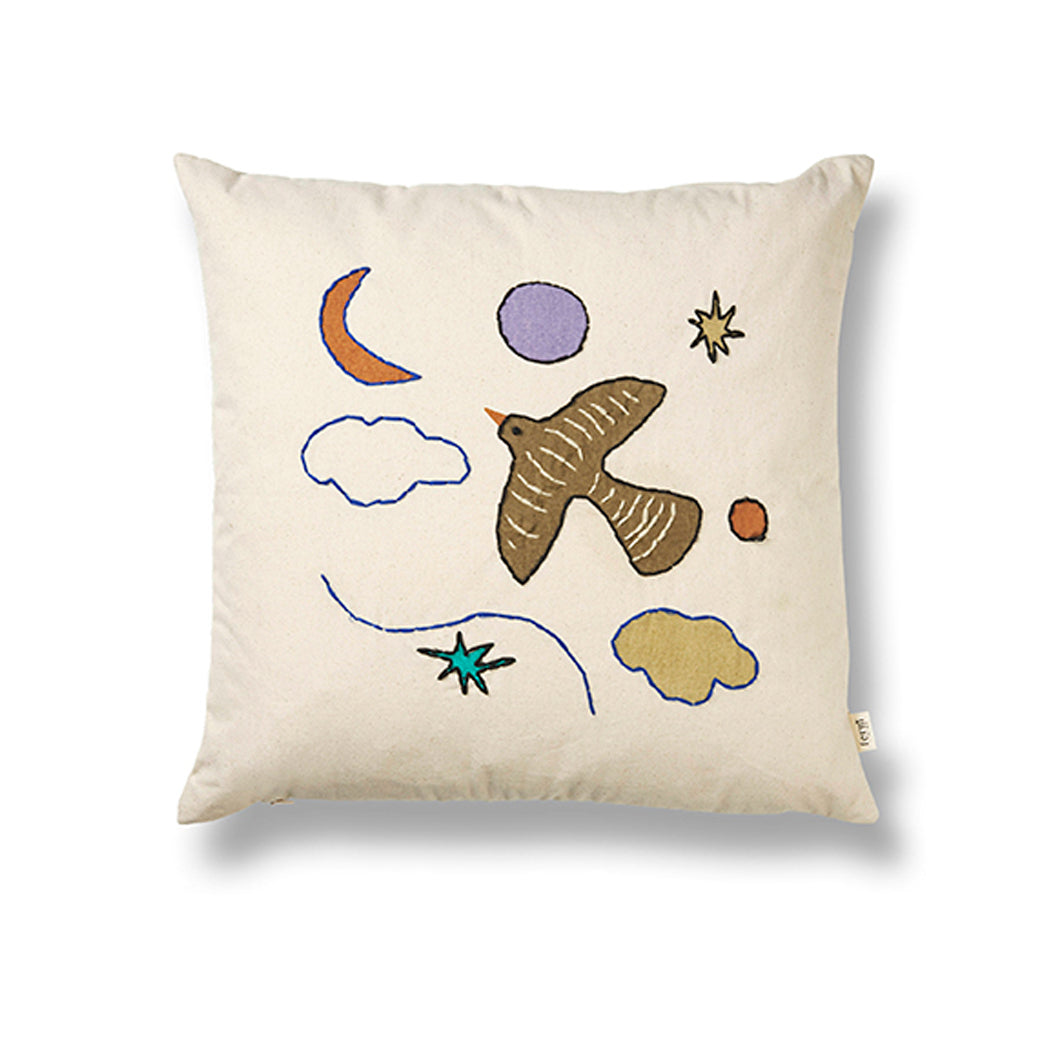 ferm Living Cushion, Embroidered, Naive - Bird