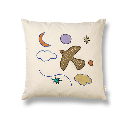 ferm Living Cushion, Embroidered, Naive - Bird