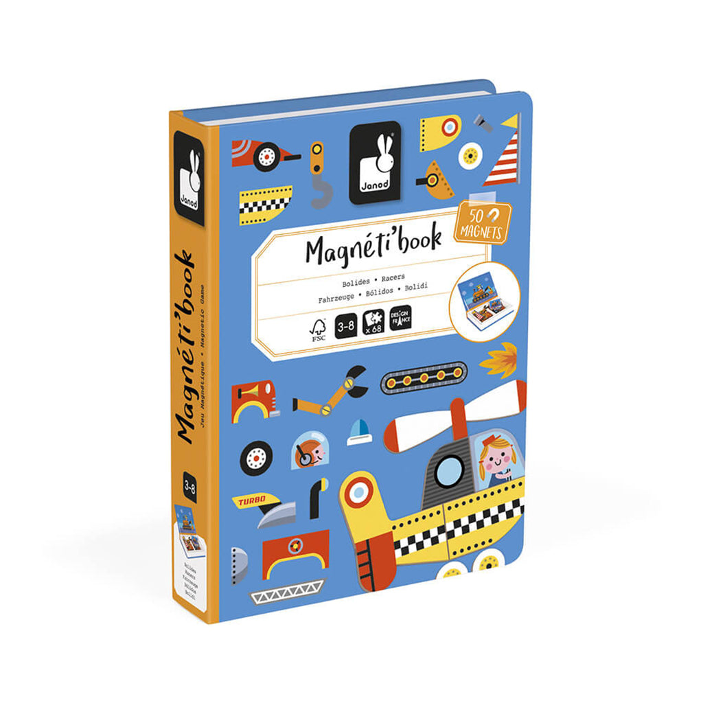Janod Magnet Book – 50 Magnets – Race Cars