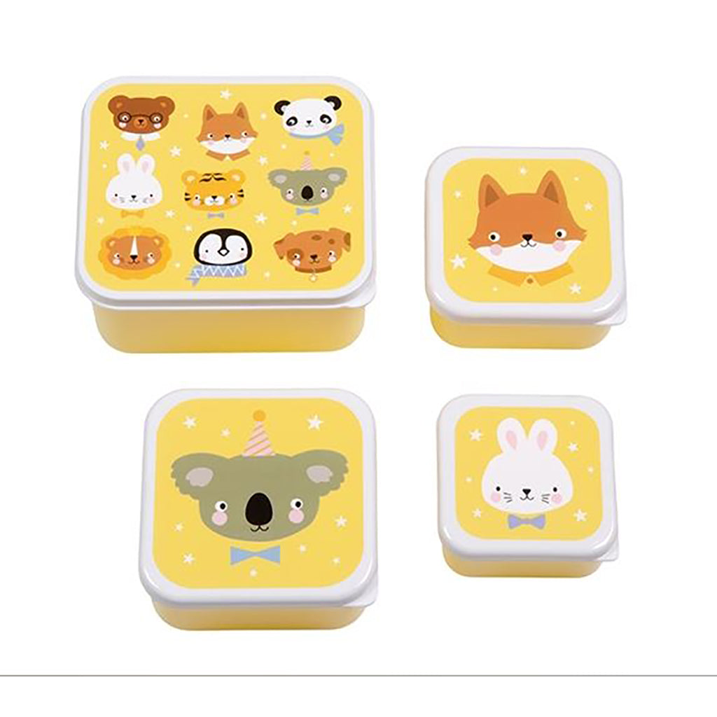 A Little Lovely Company Lunchbox Set, 4 Pieces - Animal Friends
