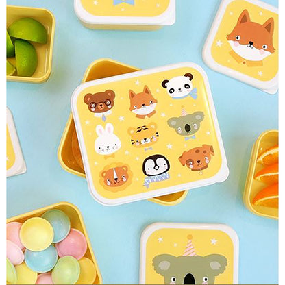 A Little Lovely Company Lunchbox Set, 4 Pieces - Animal Friends