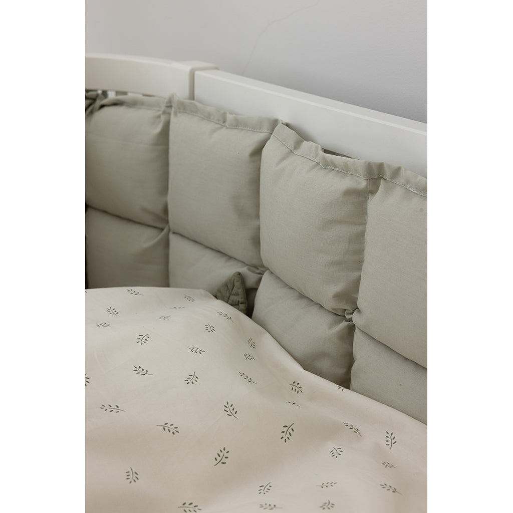 Sebra Bed Bumper, Kapok, Half Length – Mist Green