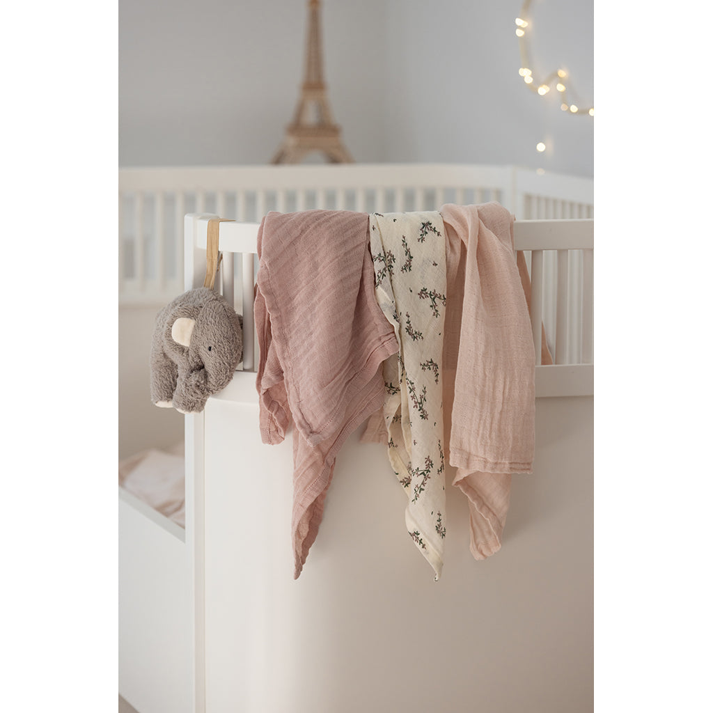 Sebra Muslin Cloths, Set of 3 - Powder Blossom, Rose