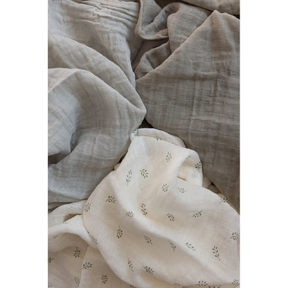 Sebra Muslin Cloths, Set of 3 – Sophora Leaves, Mist Green