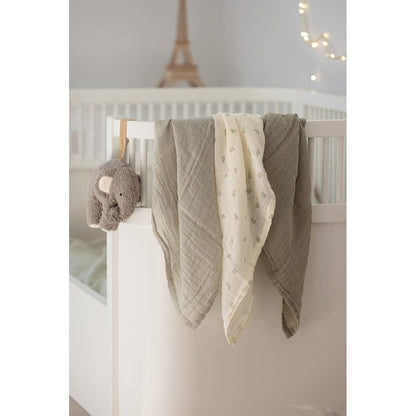 Sebra Muslin Cloths, Set of 3 – Sophora Leaves, Mist Green