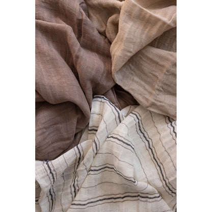 Sebra Muslin Cloths, Set of 3 - Cream Stripe, Beige