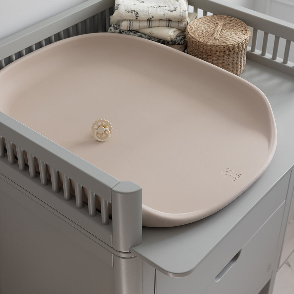 Sebra Wooden Changing Table, 2-in-1 Design with Drawers – Stone