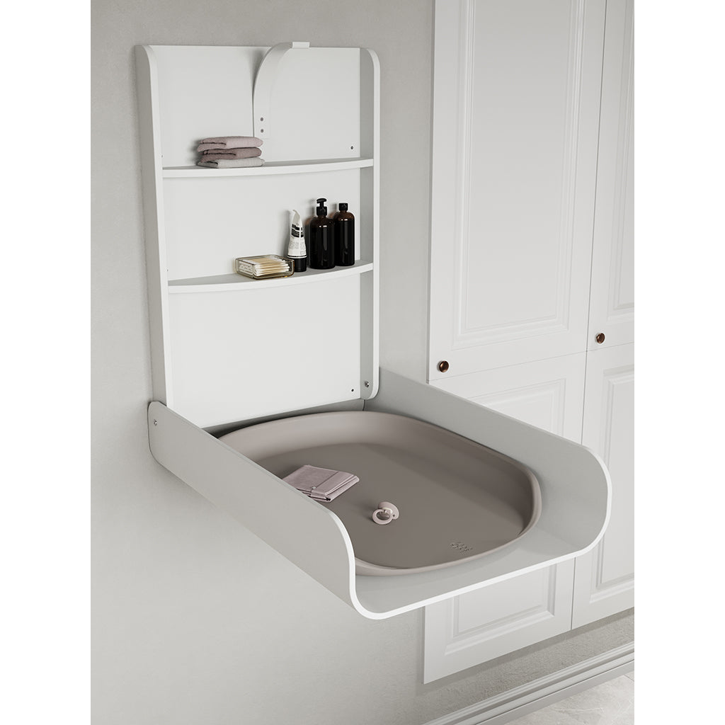 Sebra Wall-Mounted Changing Table in Wood, Classic White