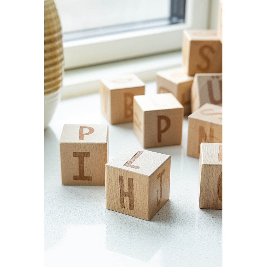 Sebra Wooden Blocks, Set of 12 - Alphabet Blocks
