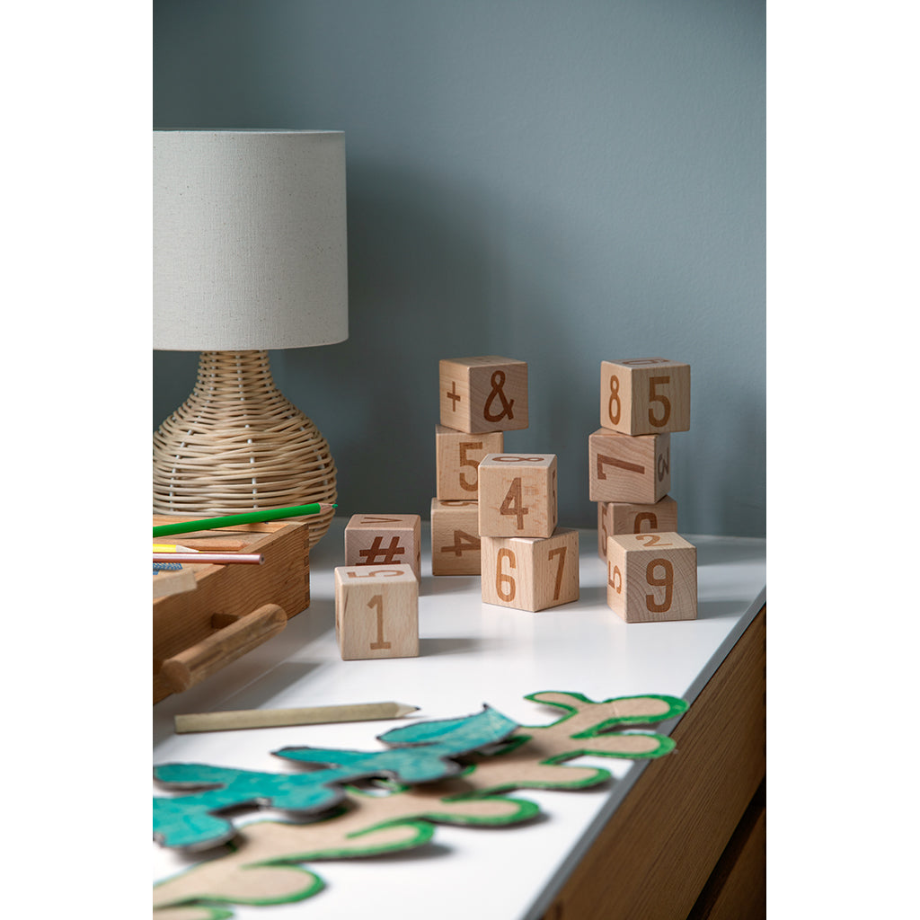 Sebra Wooden Building Blocks, 12 pcs. - Number Blocks