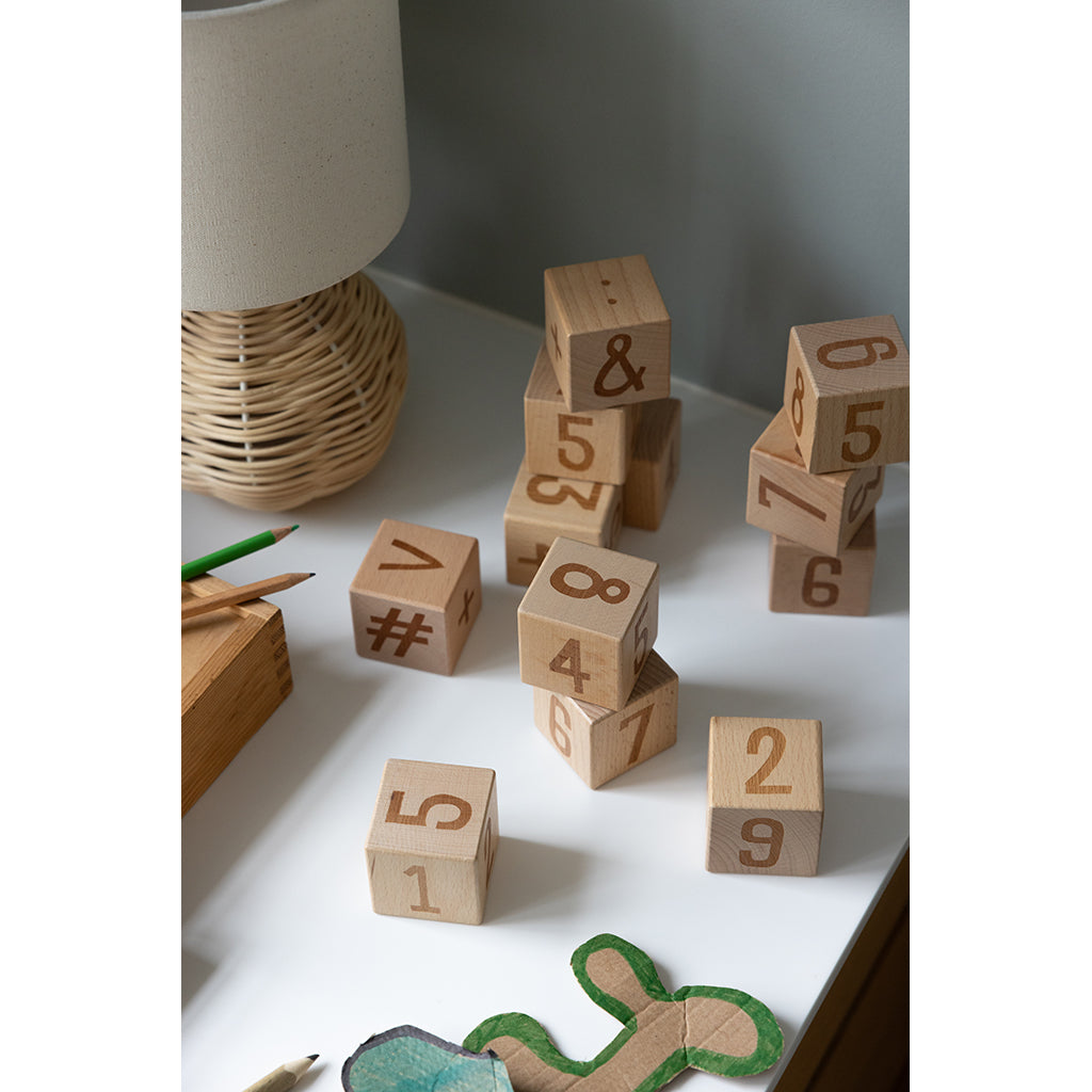 Sebra Wooden Building Blocks, 12 pcs. - Number Blocks