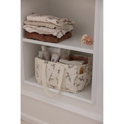 Sebra Fabric Storage Basket with Handles, Powder Blossom