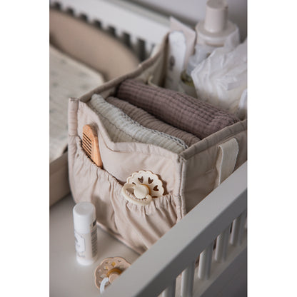 Sebra Fabric Changing Storage Basket with Handles, Morning Beige