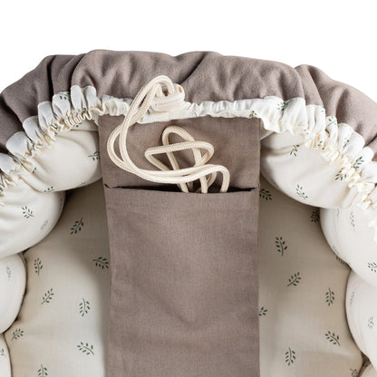 Sebra 3-in-1 Baby Nest, Baby Lift, and Play Mat, Sophora Leaves - Beige