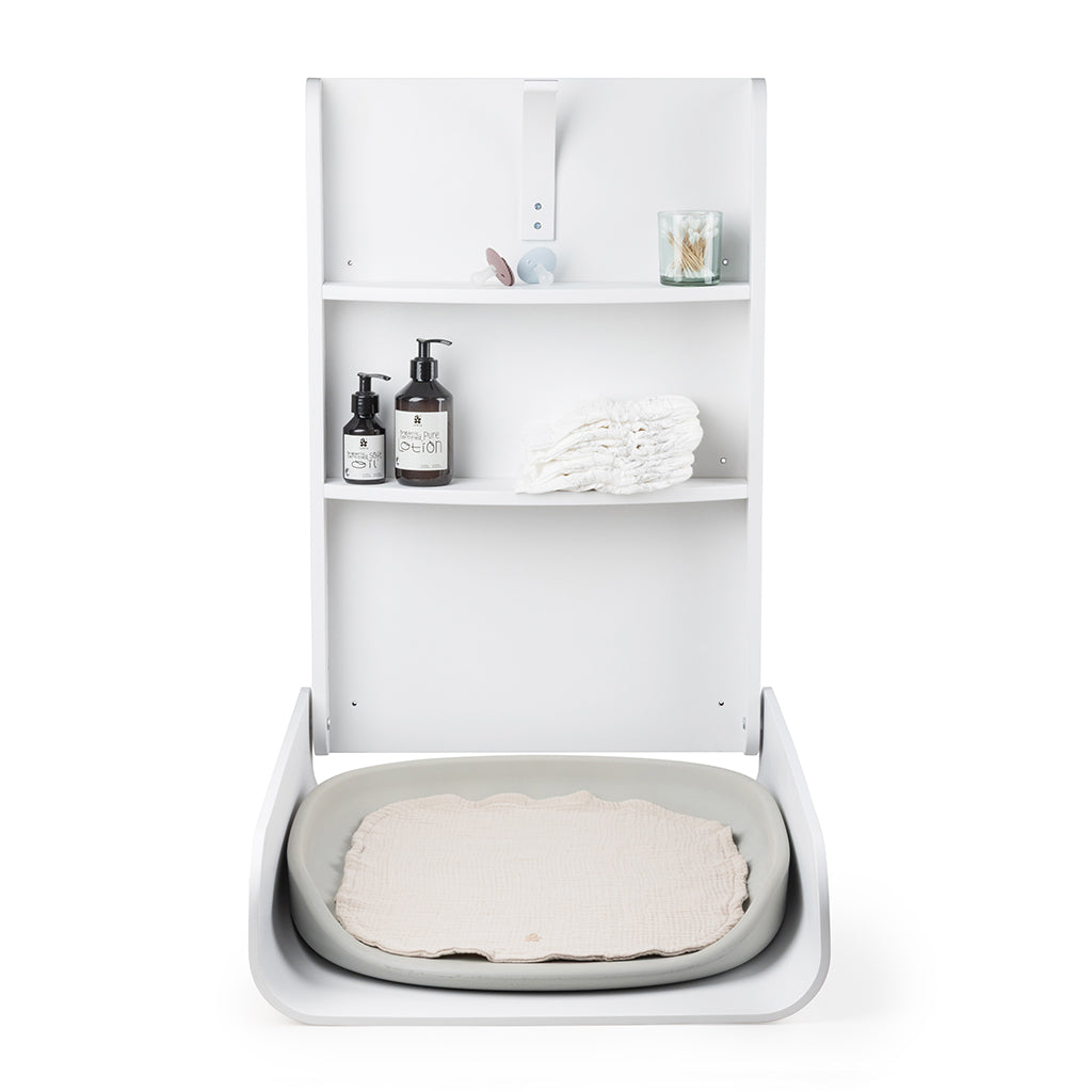 Sebra Wall-Mounted Changing Table in Wood, Classic White