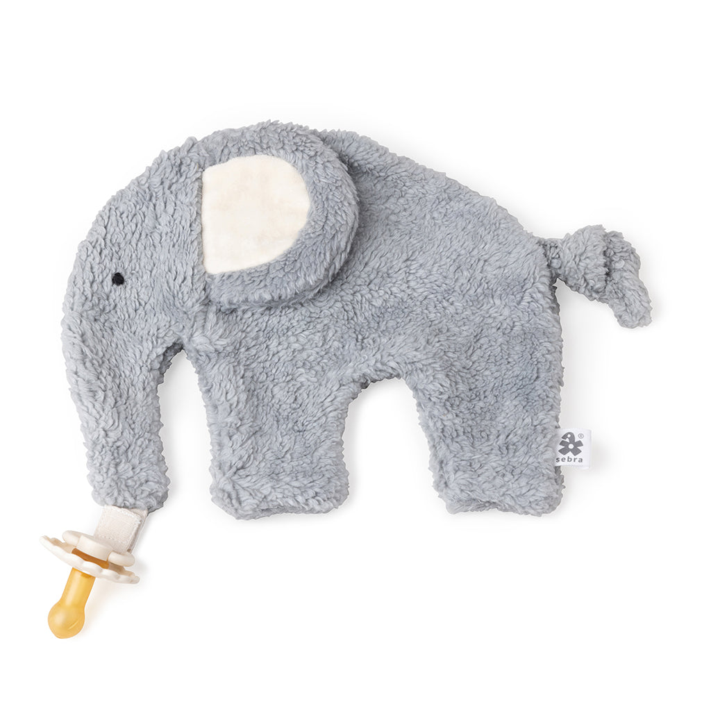 Sebra Comfort Blanket and Pacifier Holder - Light Blue Elephant
