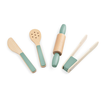 Sebra Wooden Play Food, Kitchen Utensil Set