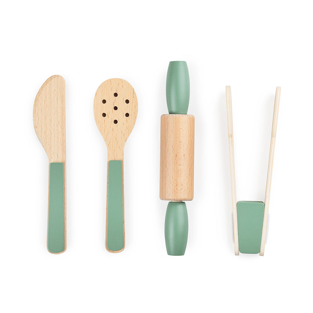 Sebra Wooden Play Food, Kitchen Utensil Set