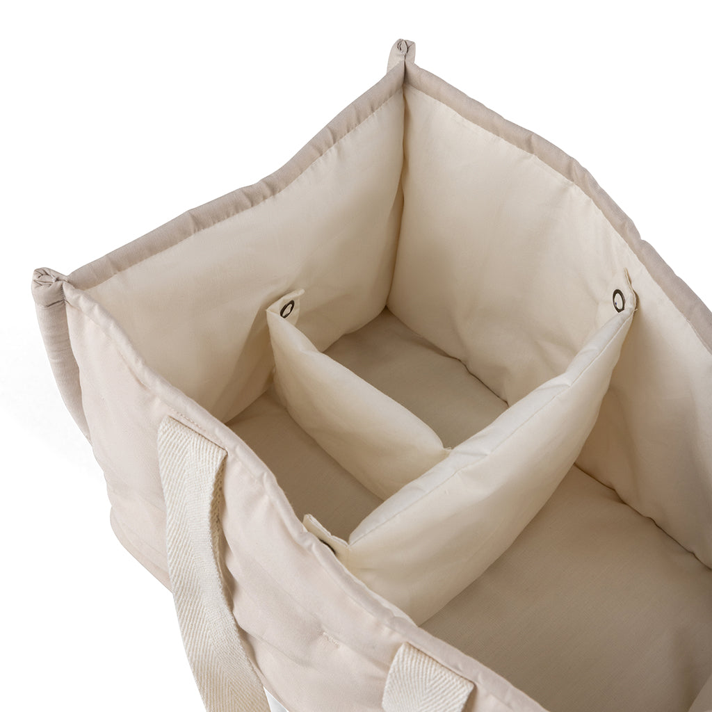 Sebra Fabric Changing Storage Basket with Handles, Morning Beige