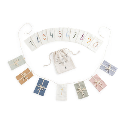 Sebra Birthday Garland with Gifts, Numbers 0-9, Organic Cotton