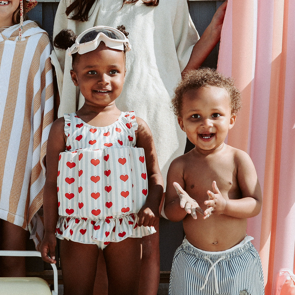 Konges Sløjd Swimsuit with Removable Floating Blocks, Amour Blue Stripe - Size 9 months to 4 years