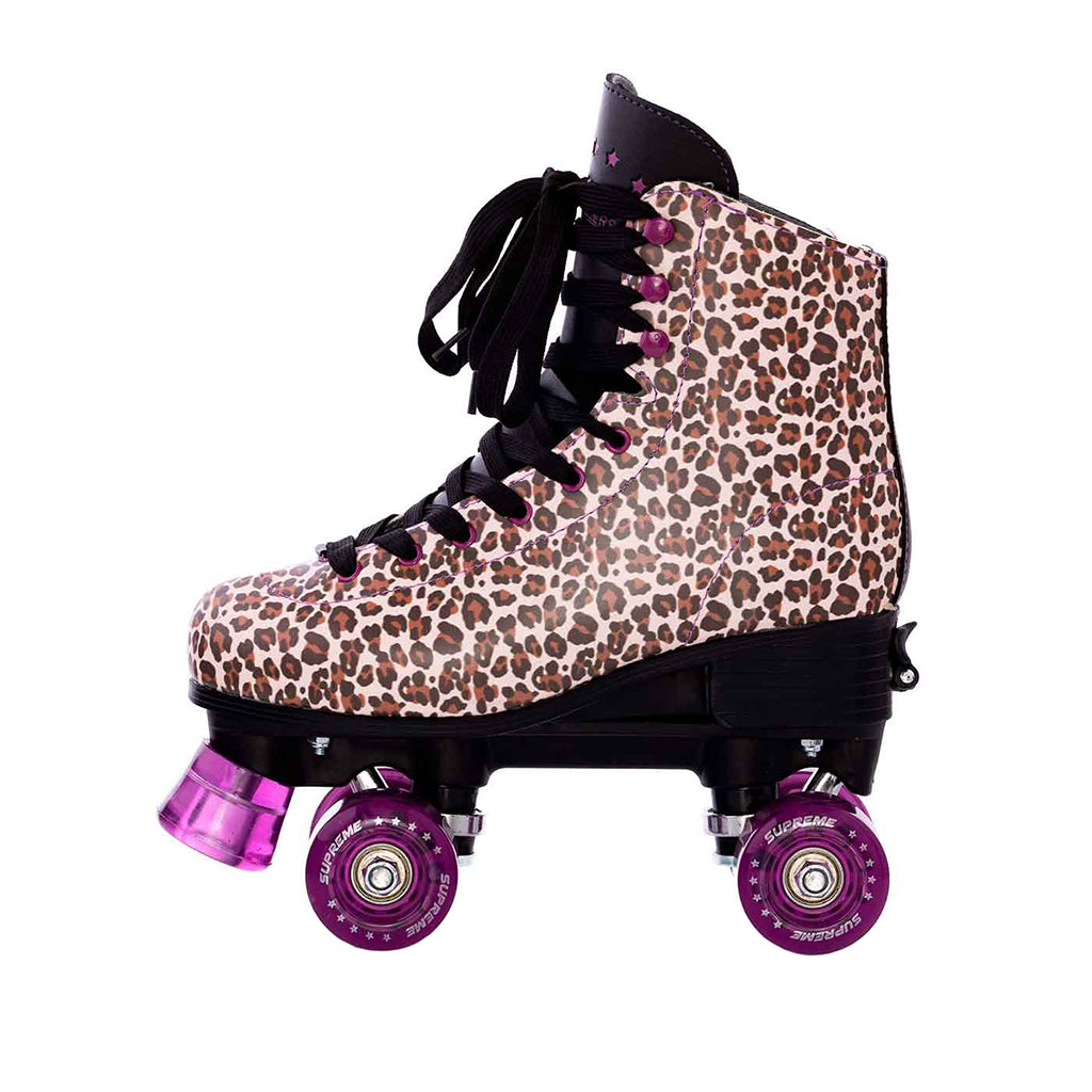 Supreme Rollers, Side-by-Side Roller Skates, Del Rey Leopard – Sizes 31–42